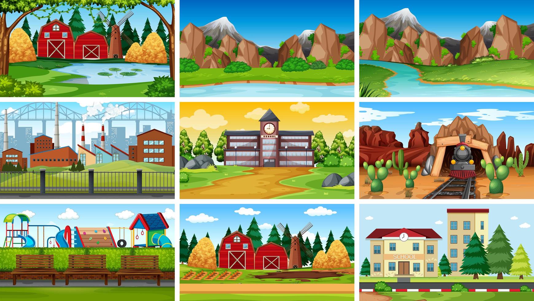 Set of different background scenes vector