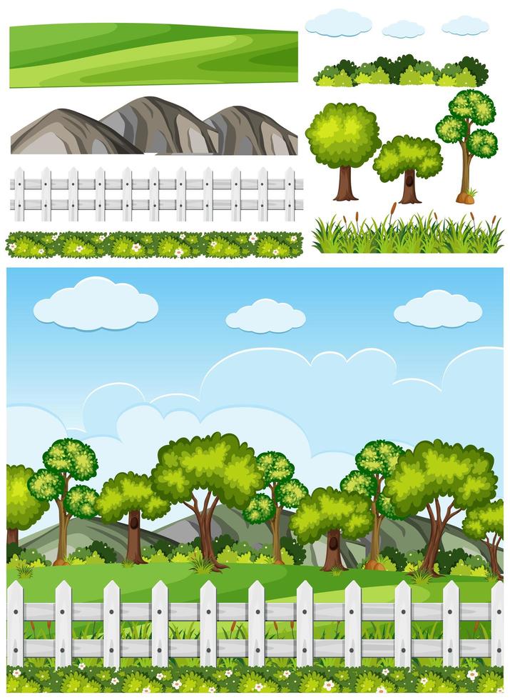 Set of nature elements background vector