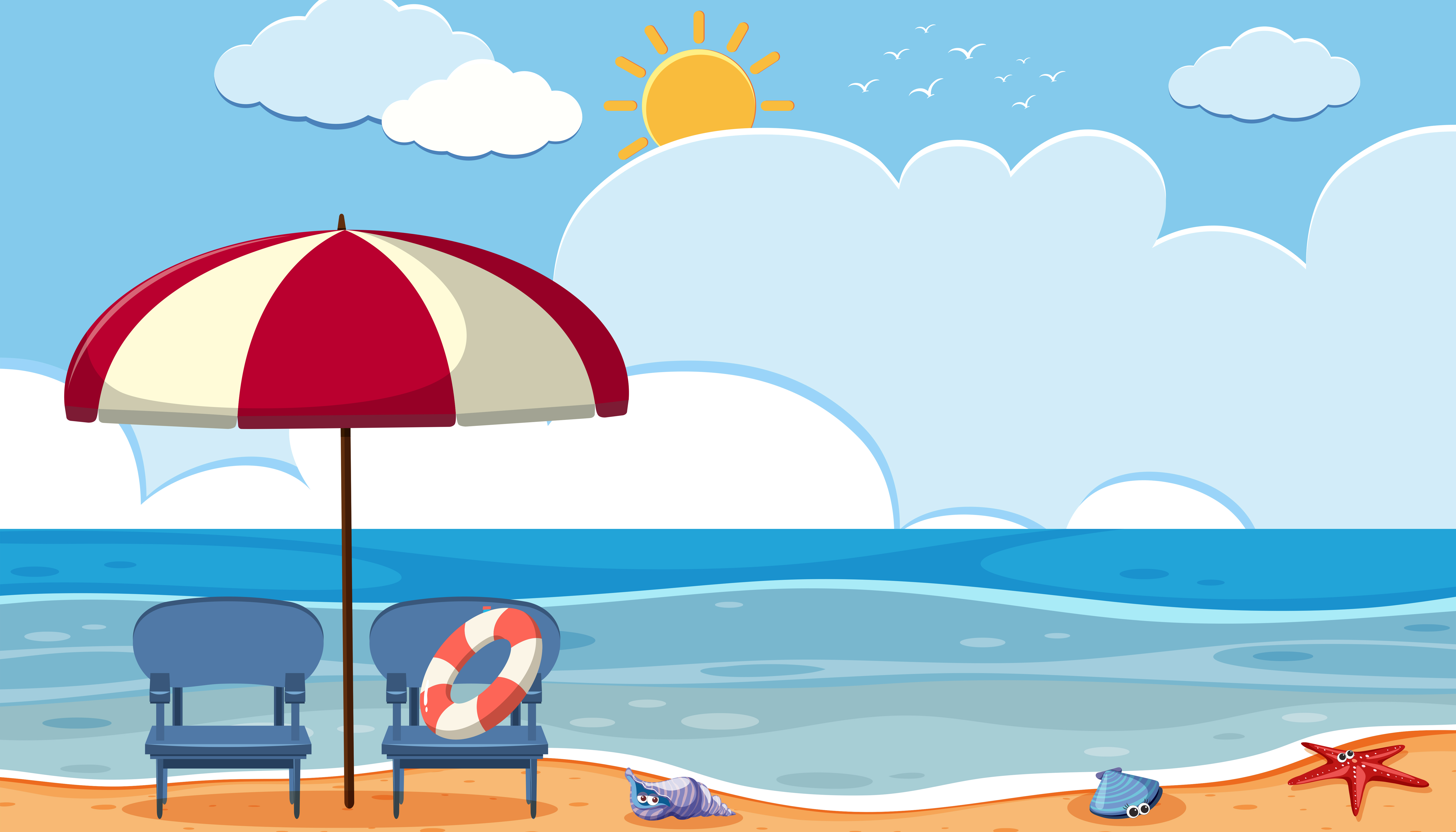 Scene Of A Beach 695020 Vector Art At Vecteezy