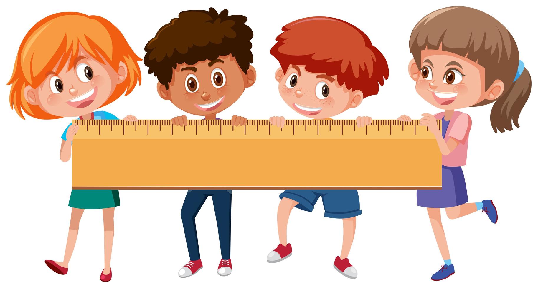 Four children holding ruler vector