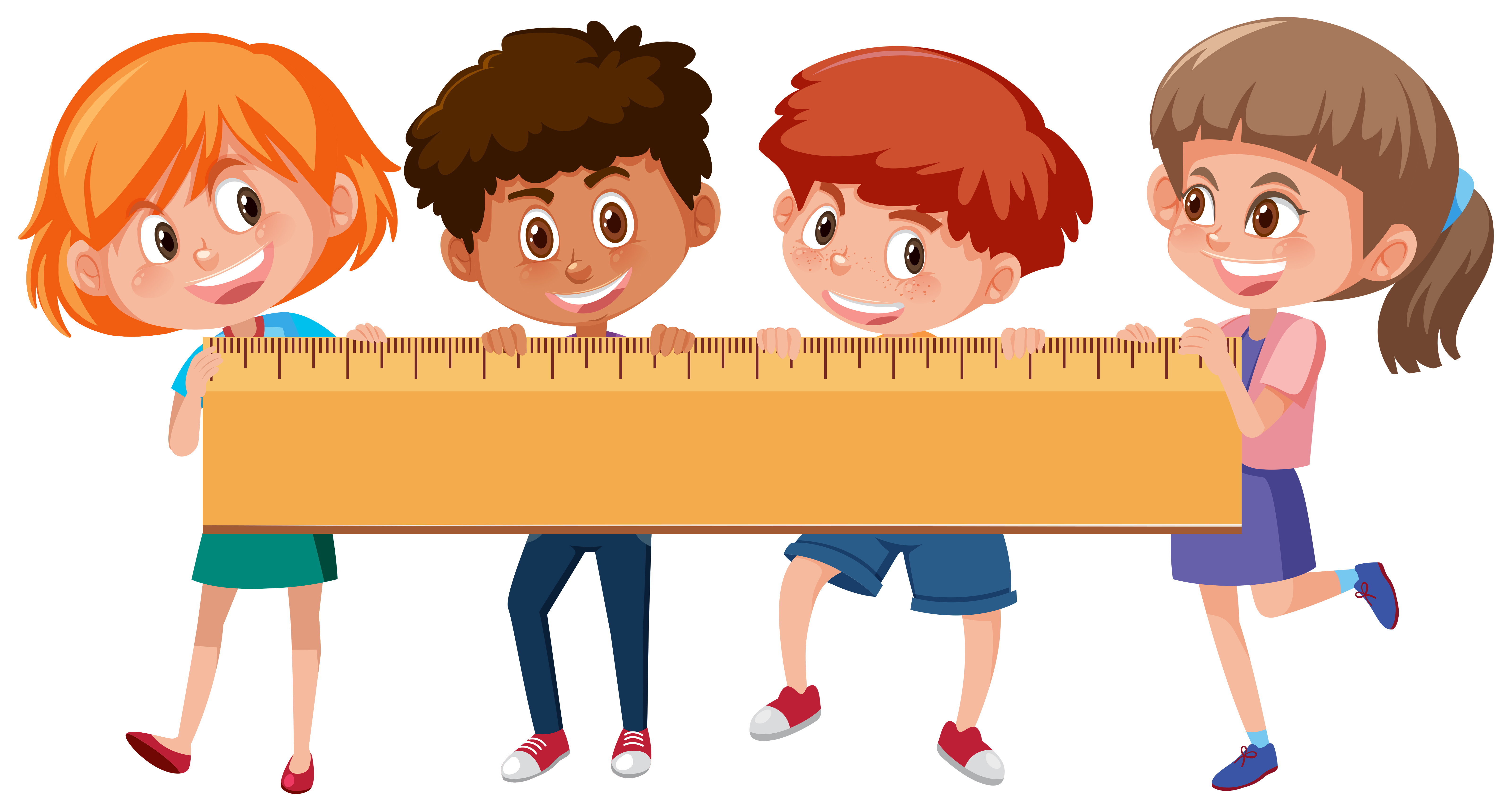 Four children holding ruler 695027 Vector Art at Vecteezy