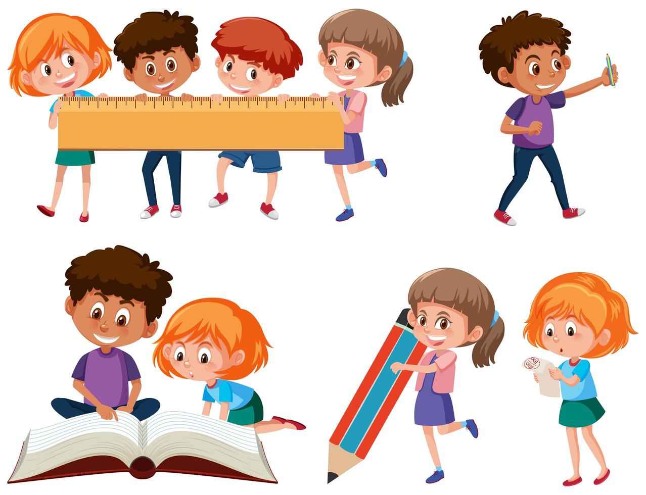 Set of school children vector