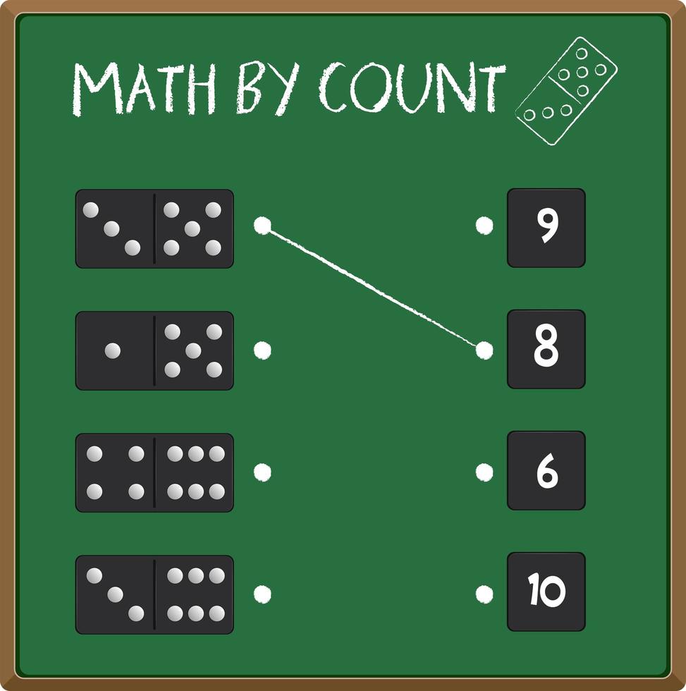 Match domino number worksheet vector