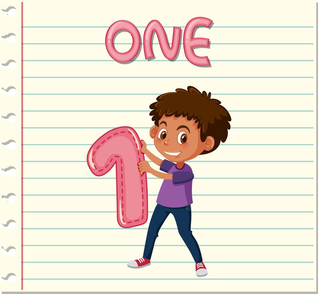 boy holding number one 695041 Vector Art at Vecteezy