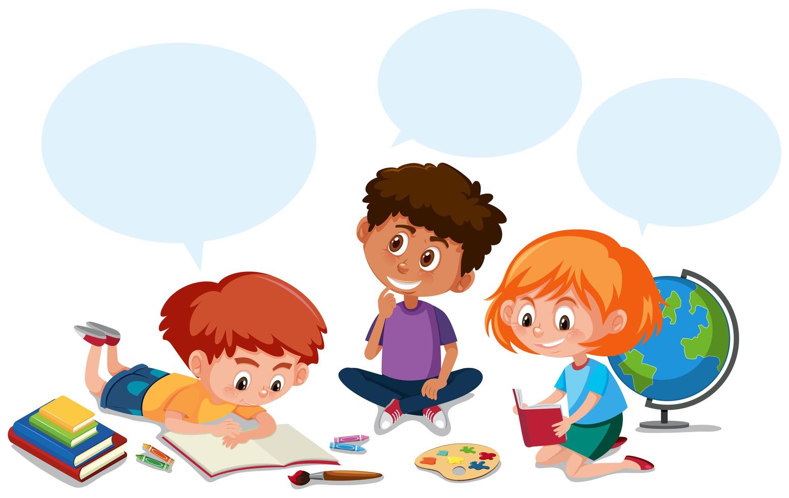 Happy students and speech bubble vector