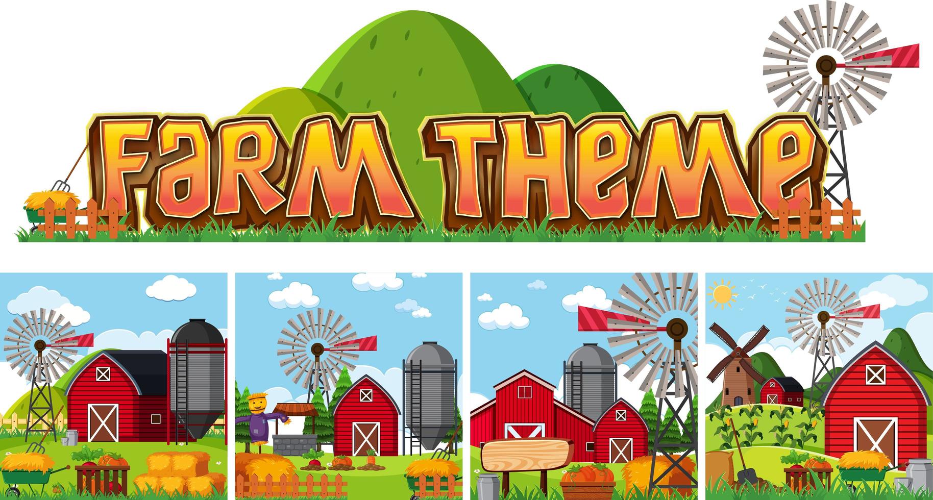 Set of farm theme vector