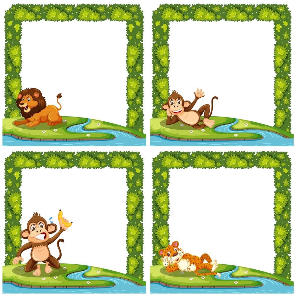 Set of animal nature frame vector