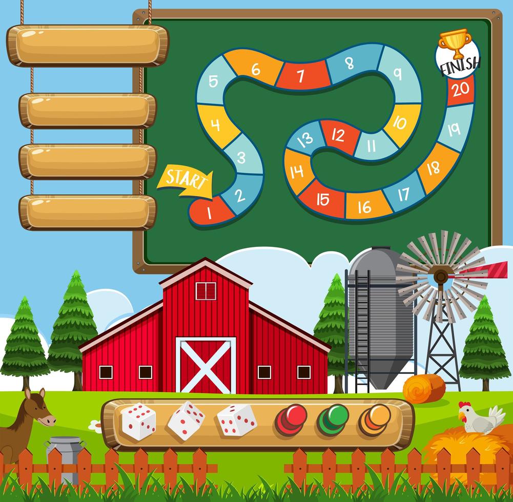 A board game farm template vector