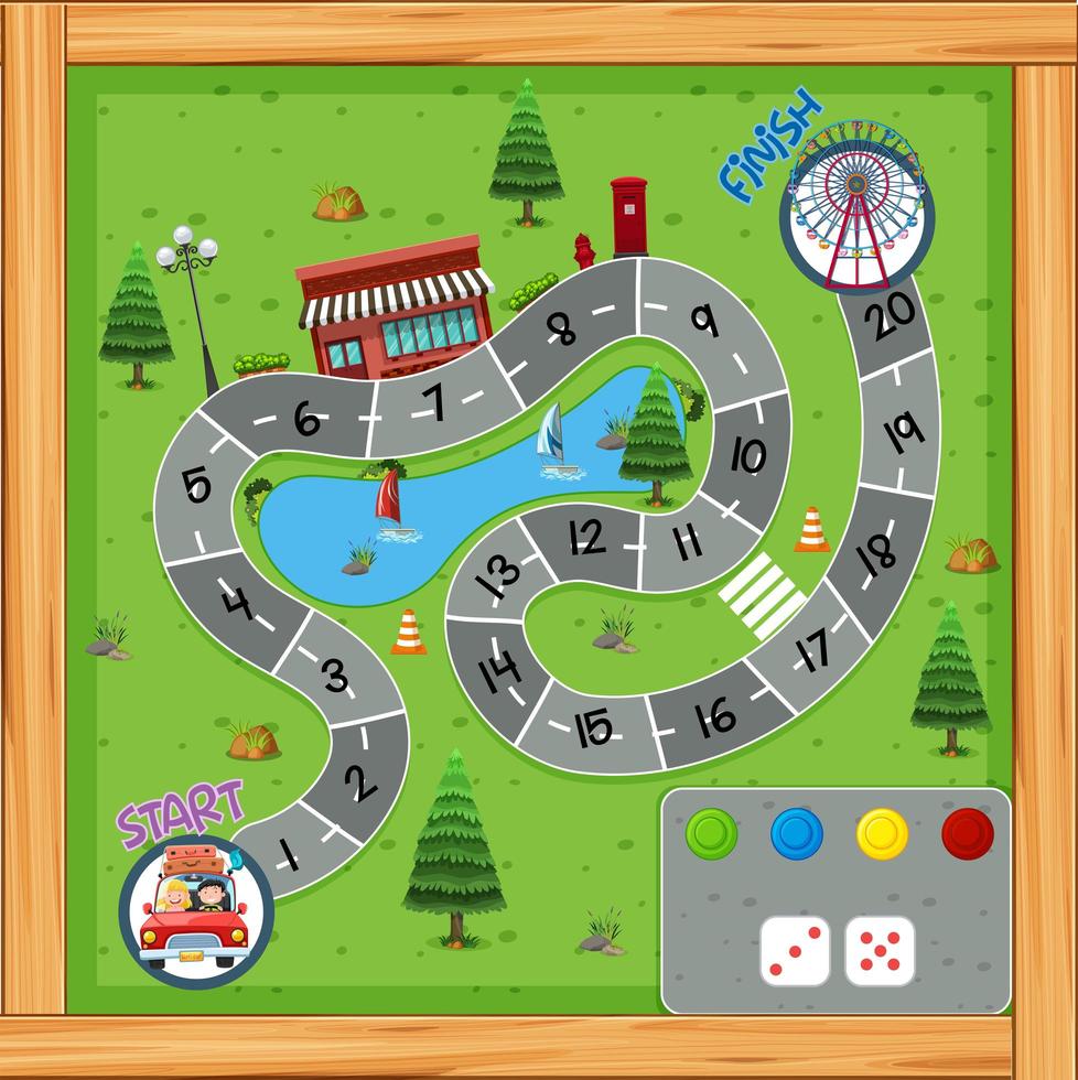 Tablero de juego de viaje por carretera vector