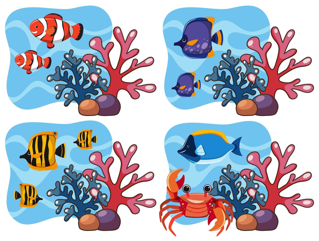 A Set of Coral and Fish vector