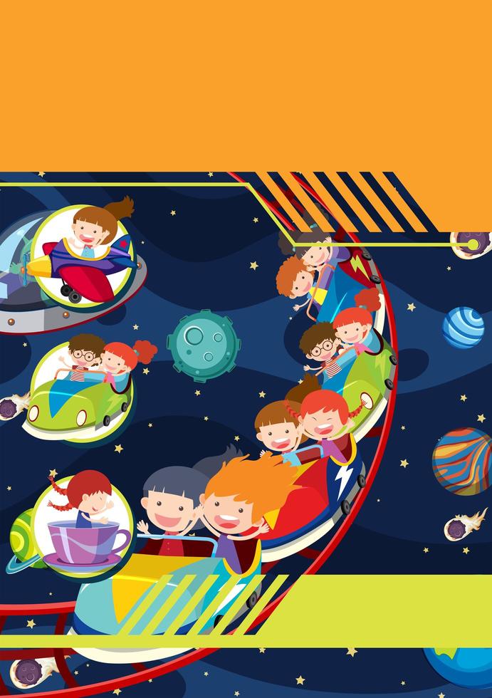 A template with children space theme vector