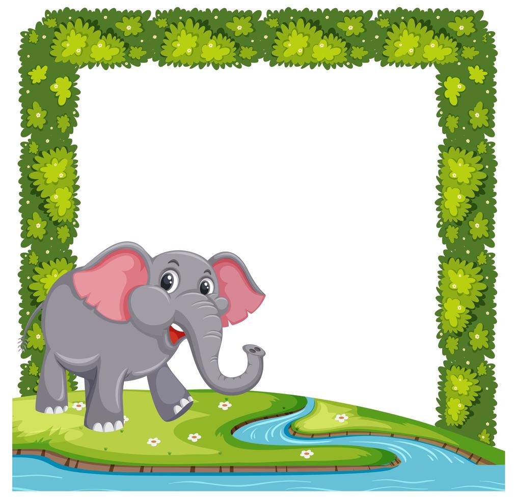 An elephant on plant frame vector