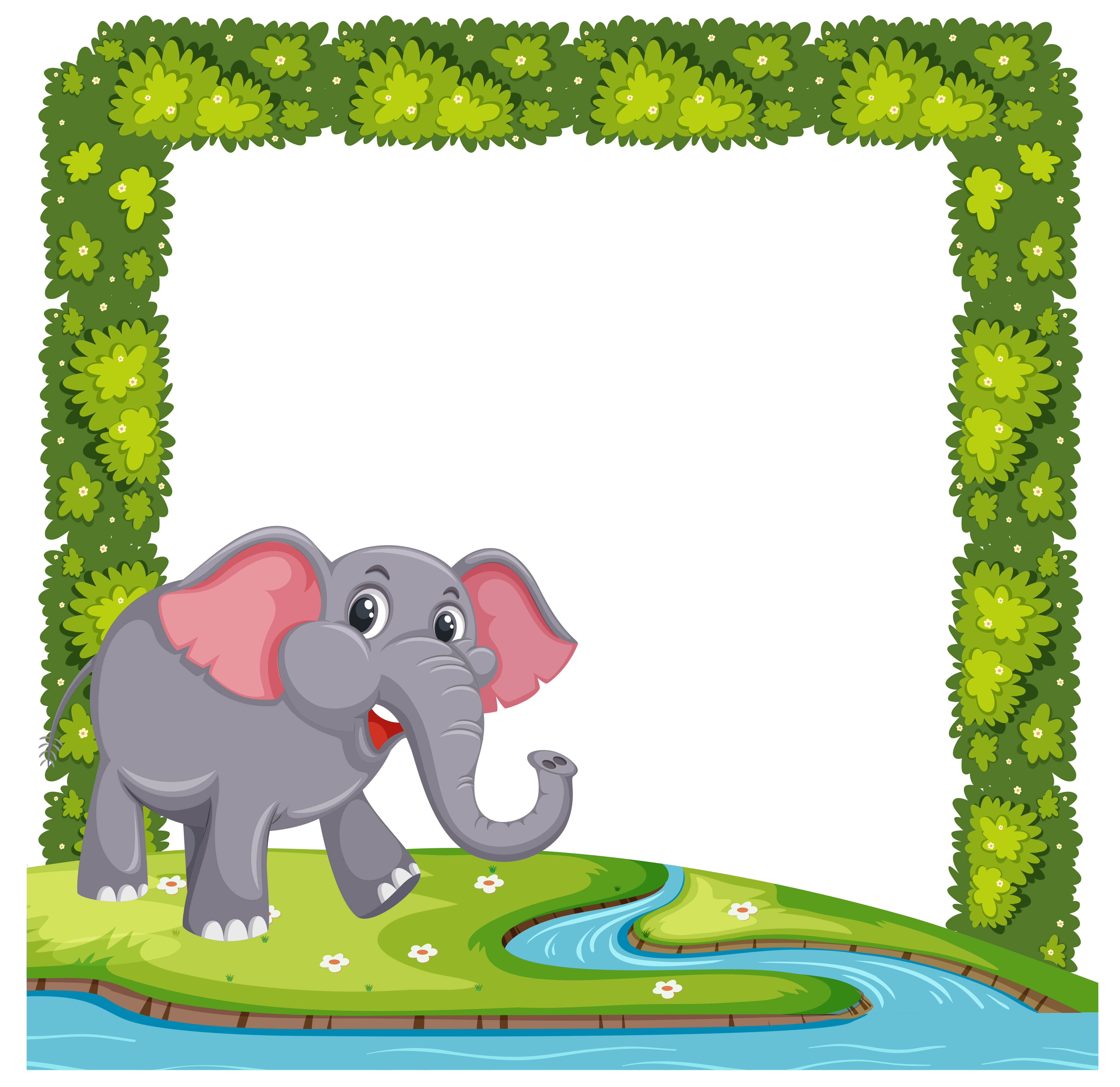 An elephant on plant frame 695090 Vector Art at Vecteezy