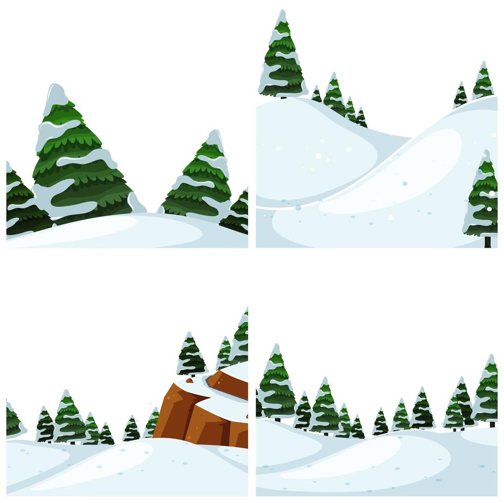 Set of snow scenes vector