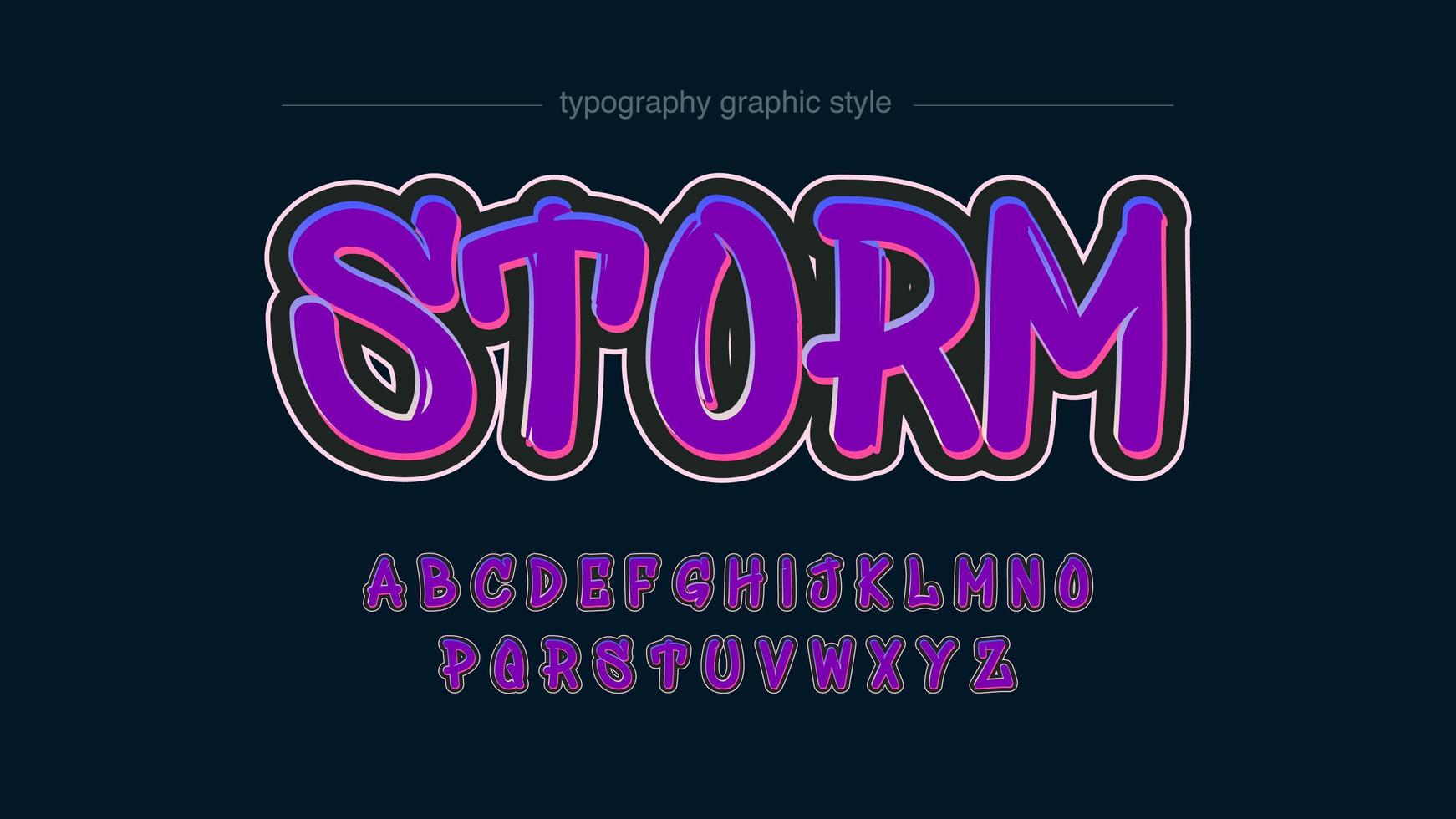 Estilo de tipografía de neón púrpura graffiti vector