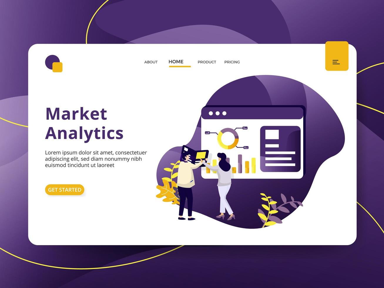 Landing page Market Analytic vector