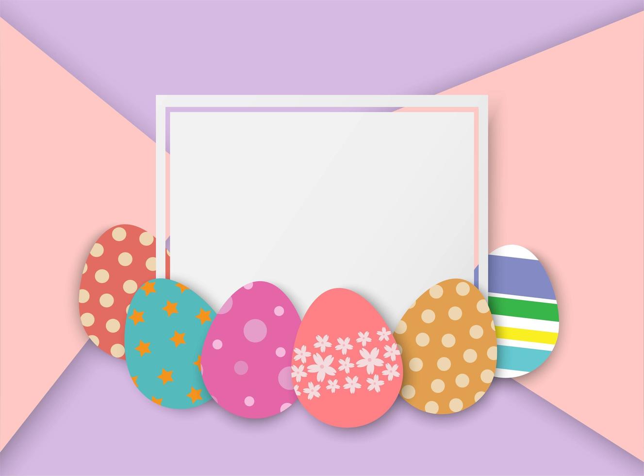 Easter eggs in square frame vector