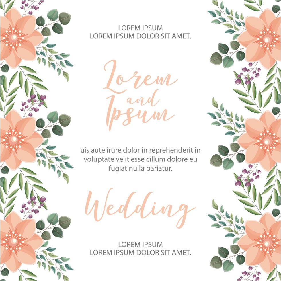 flower wedding card vector