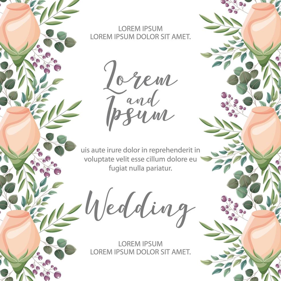 tarjeta de boda de flores vector