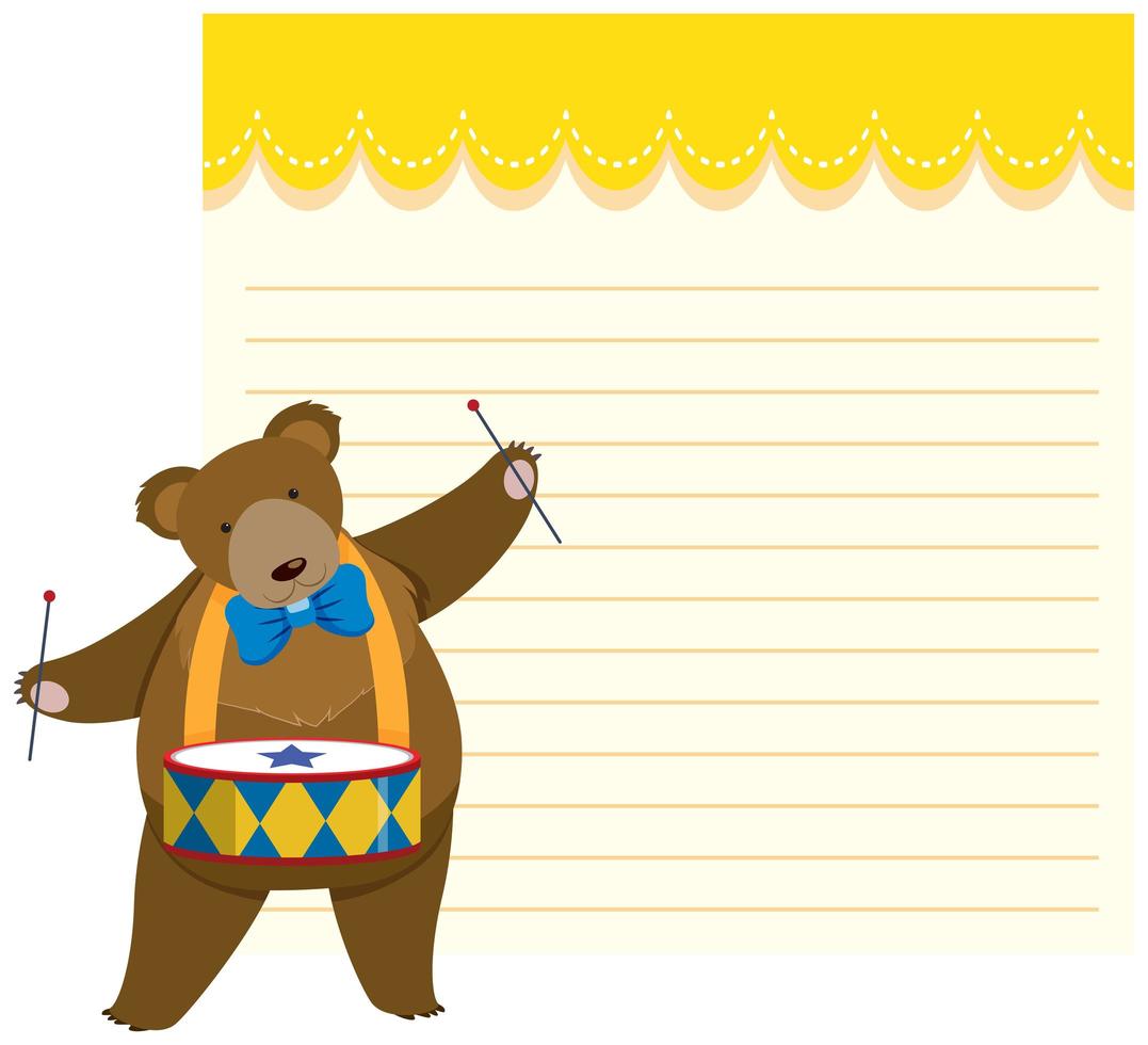 Circus bear on note template vector