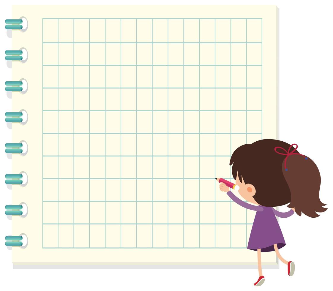Girl writing on note template vector