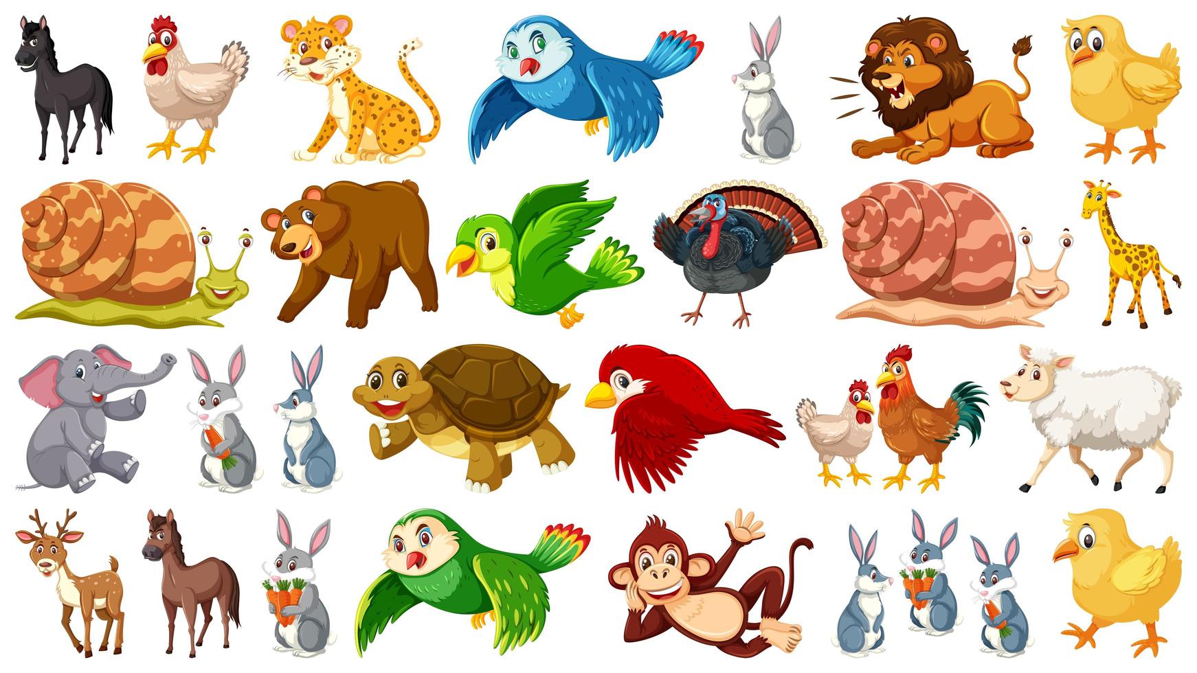 Conjunto de personajes de animales salvajes vector