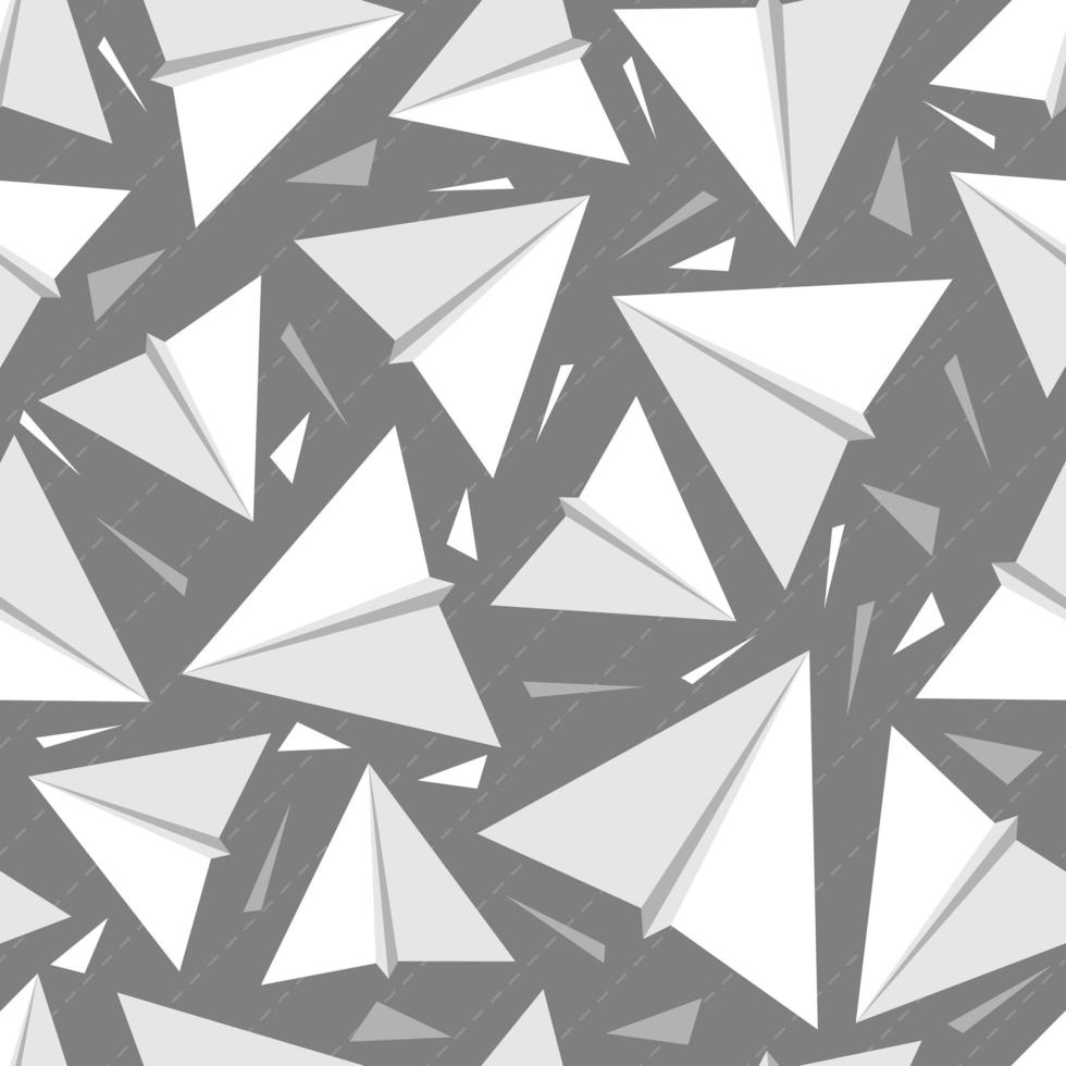 seamless white origami paper rocket pattern on grey background vector