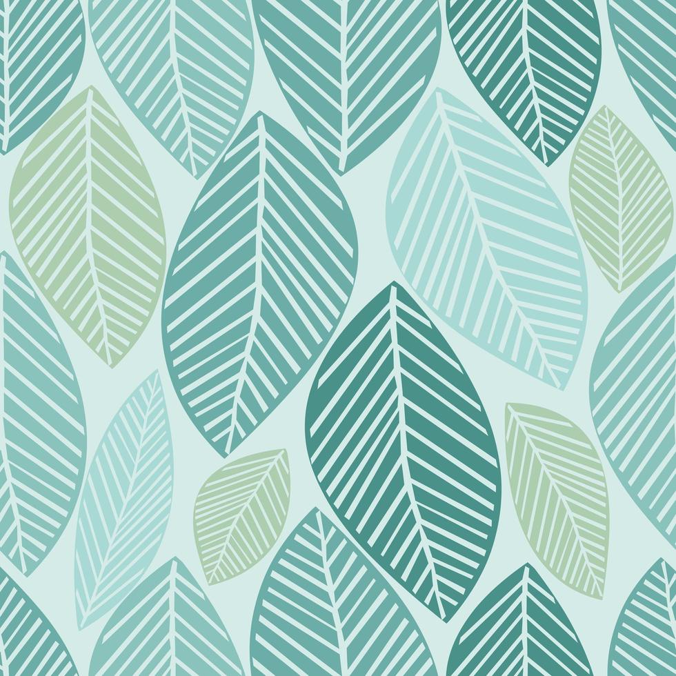 seamless green leaves pattern background vector
