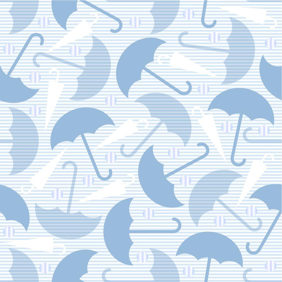 seamless umbrella with silver dot glitter pattern on blue background vector