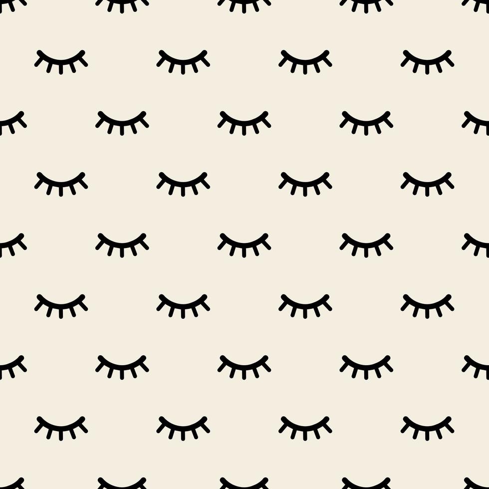 seamless monochrome eyelash pattern background vector