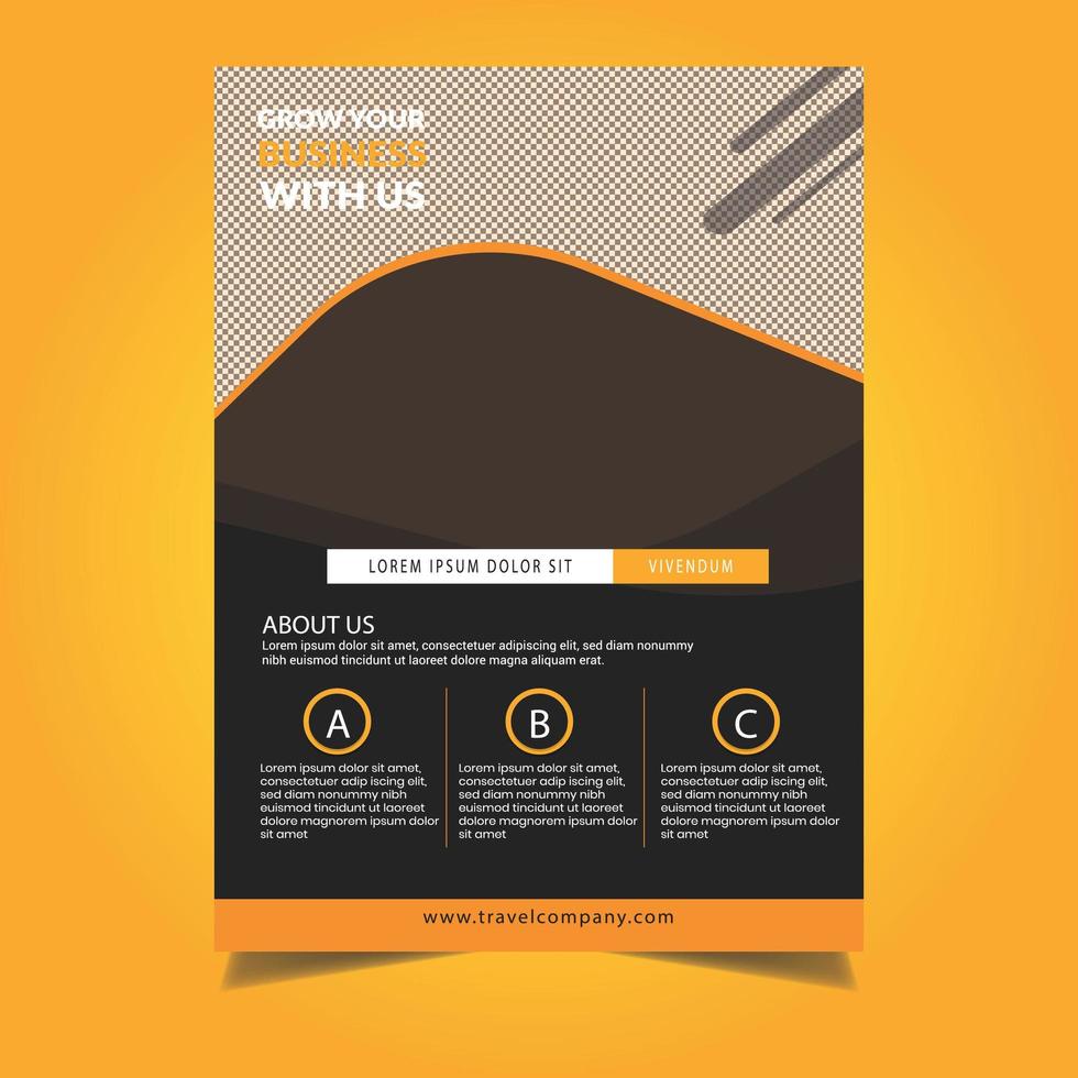 Travel flyer template with details and rounded design vector