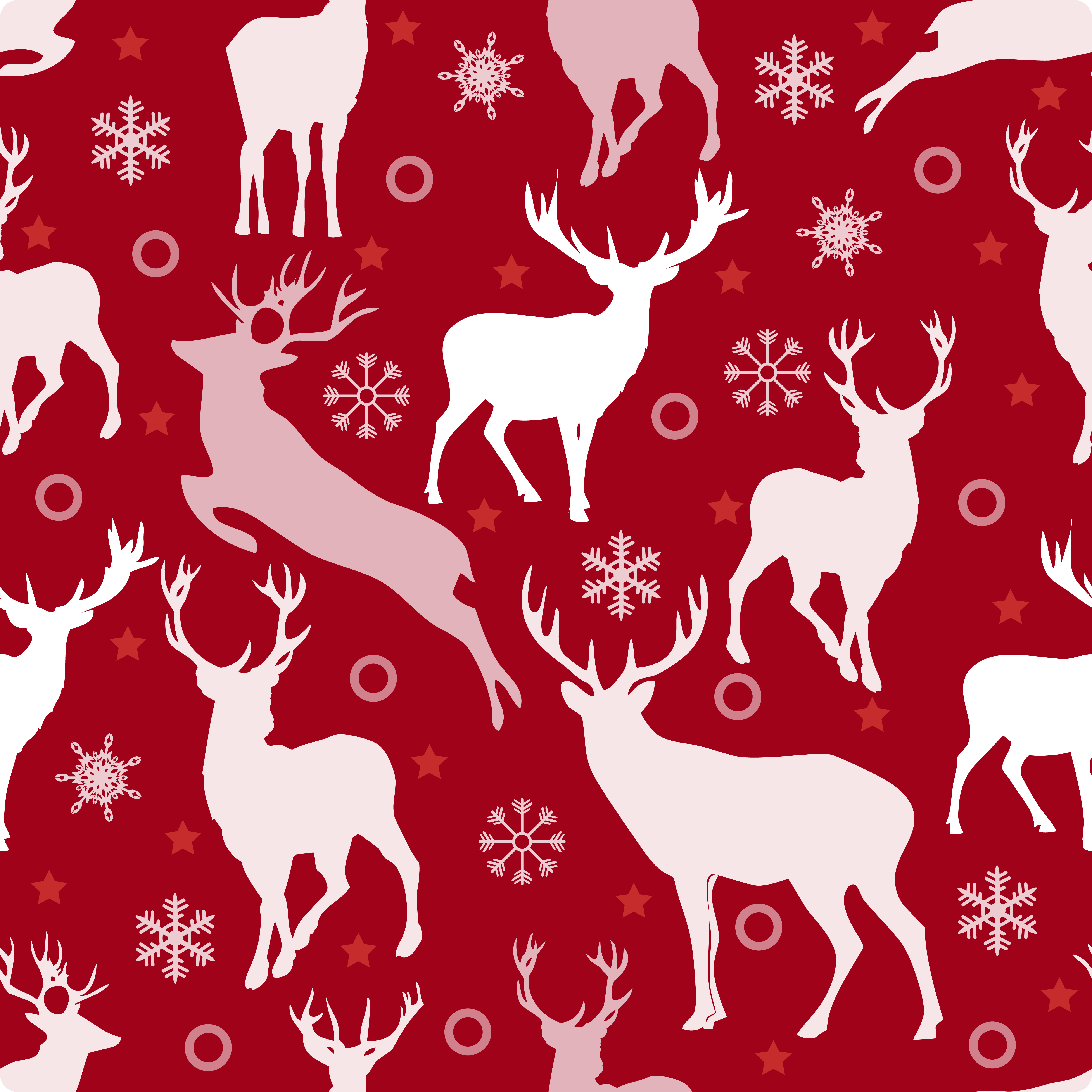 Christmas seamless pattern with reindeer and snowflake on
