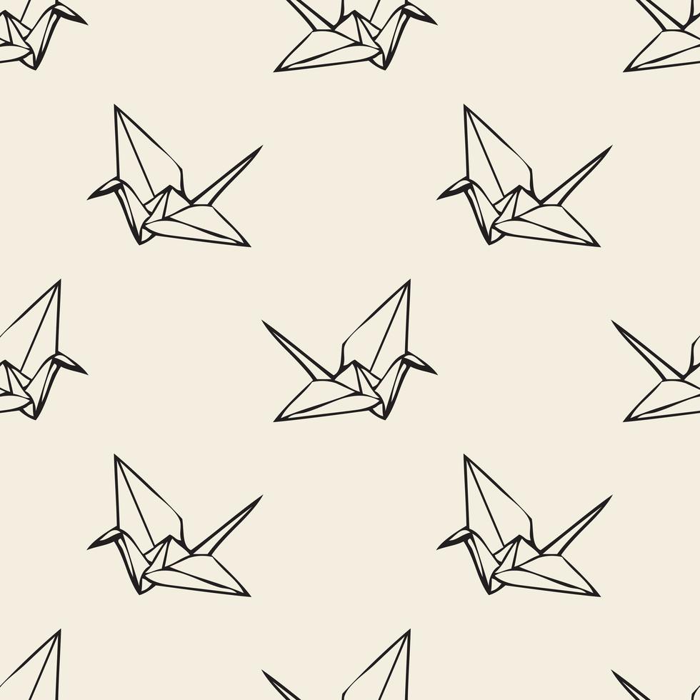 Seamless monochrome  paper origami bird pattern background vector