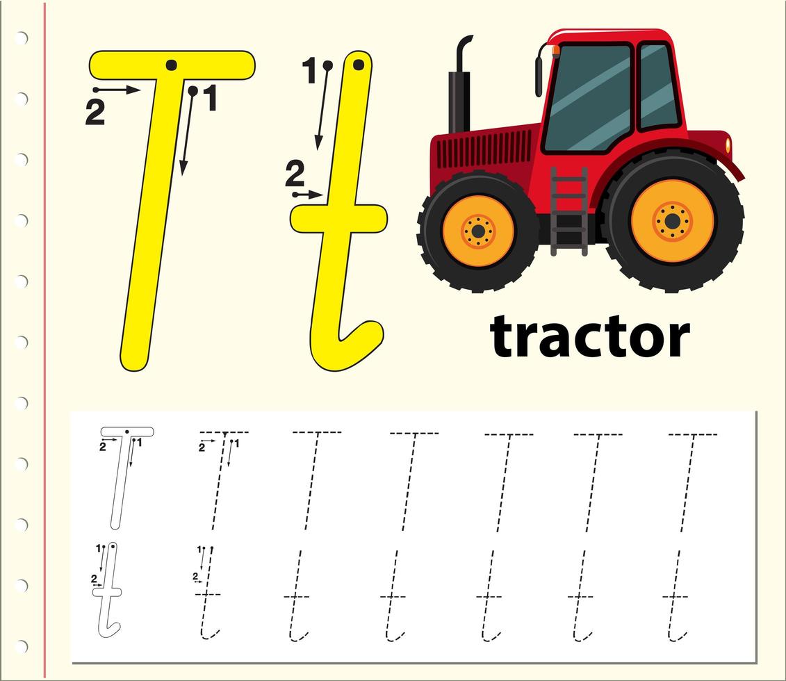 Trace la plantilla de la letra T vector