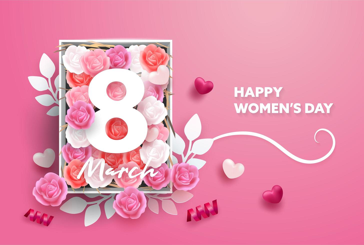 8 March Greeting card. International Happy Women's Day vector