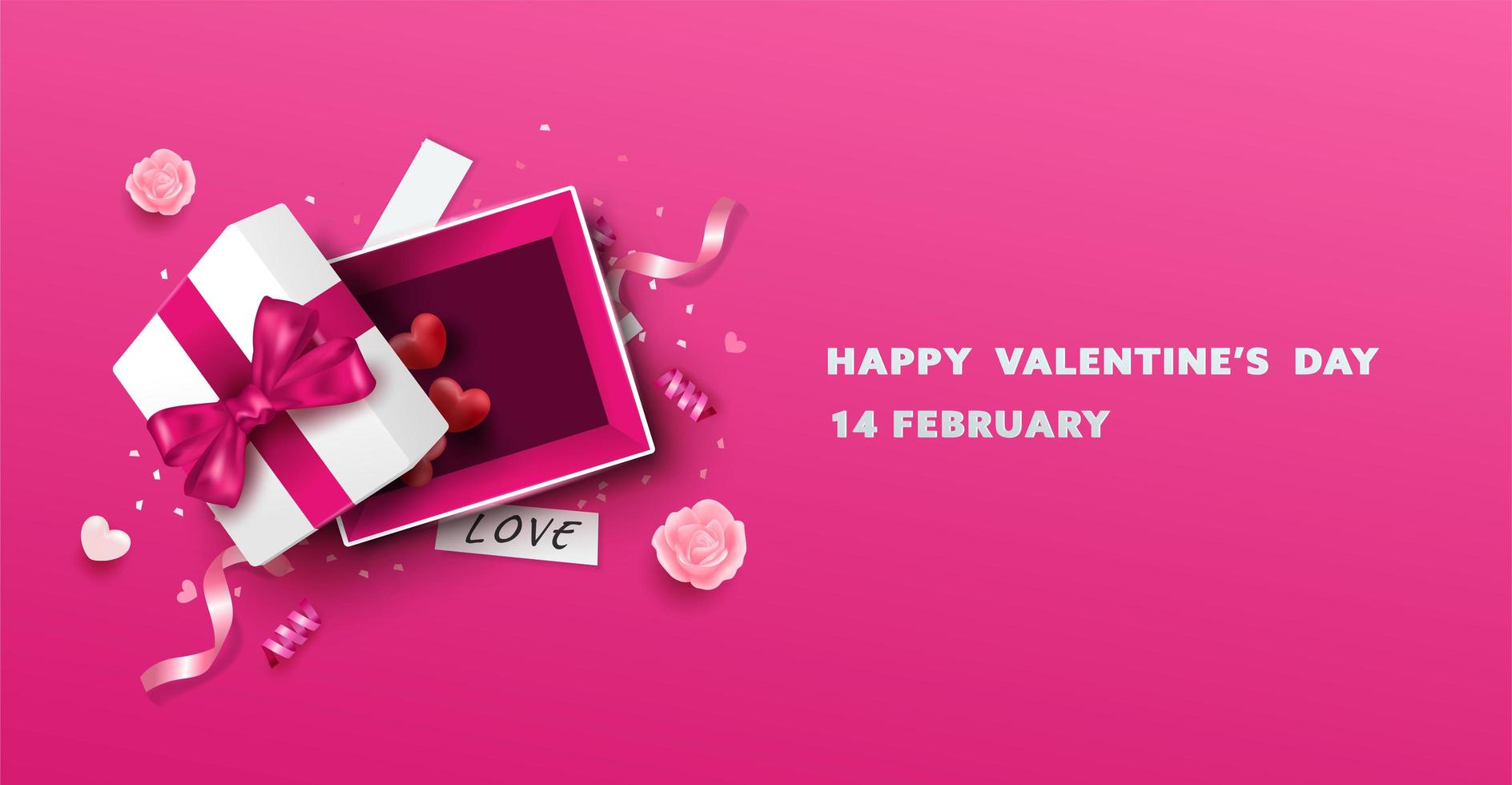 Happy Valentine's Day open Gift Box Design vector