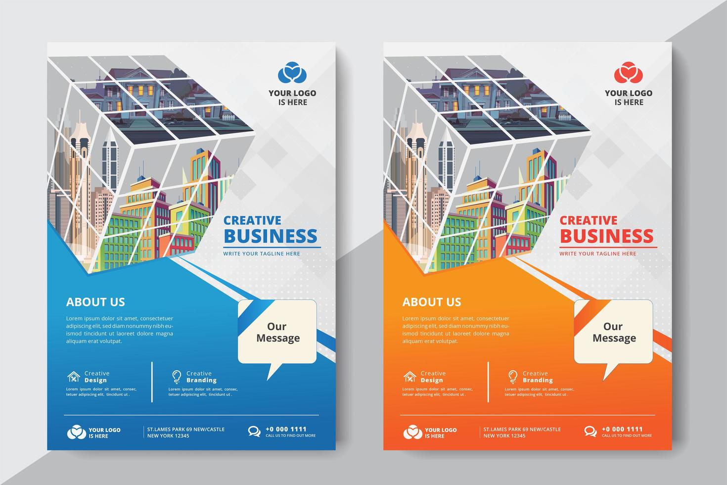 Corporate Business Template with Cube vector