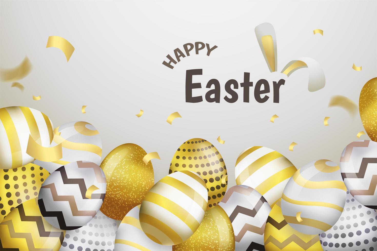 Happy Easter Gold and Silver Egg Background vector