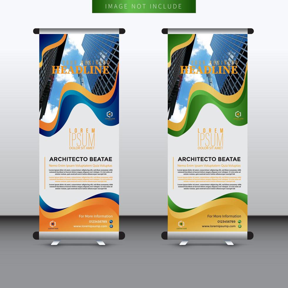 wavy design roll up banner vector