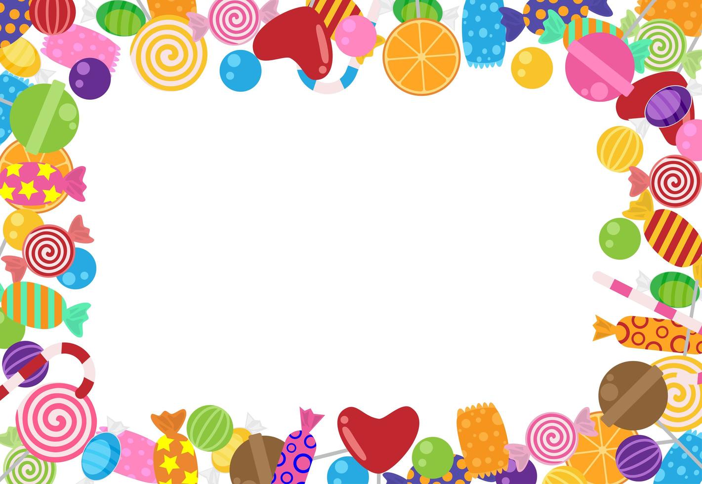 Sweets and candies frame template vector