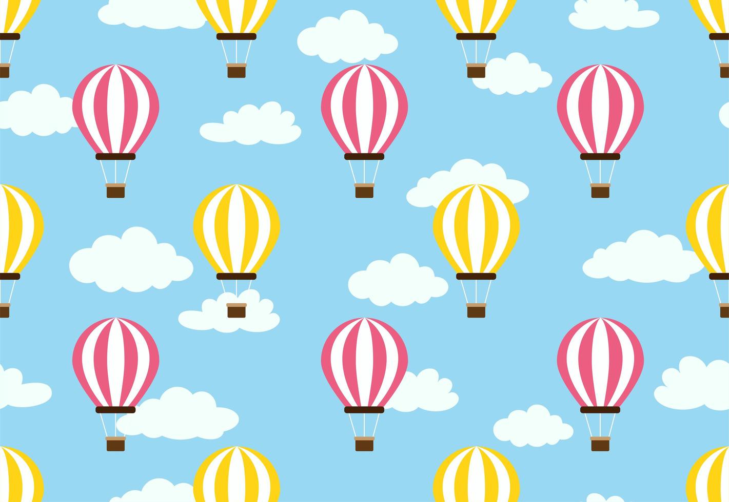 Seamless pattern of hot air balloon on cloud sky background vector