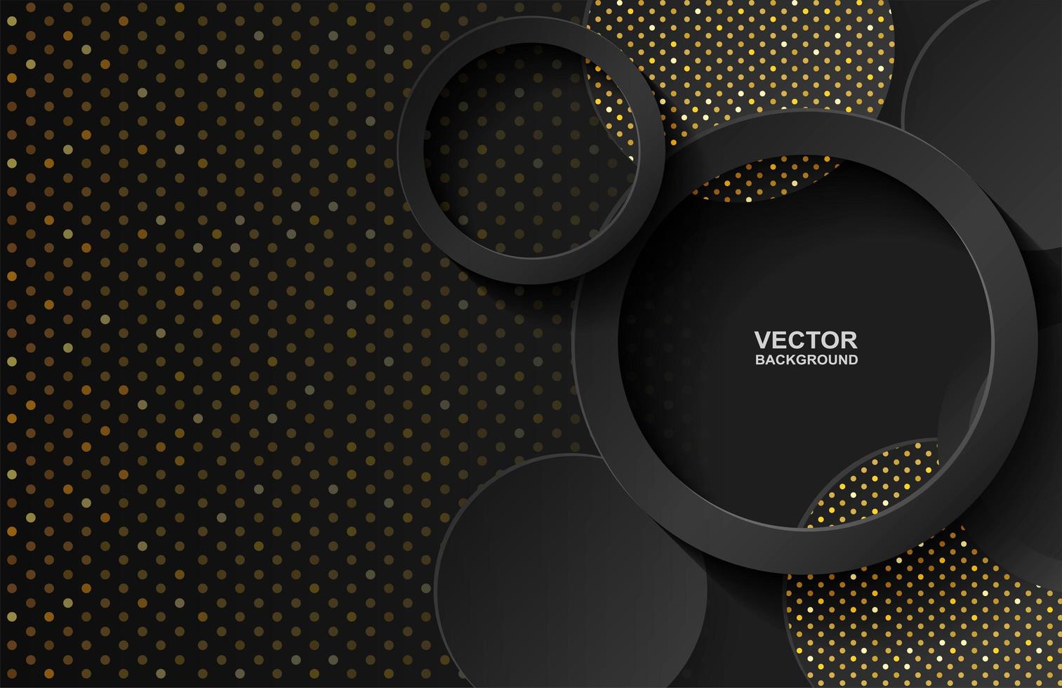 Abstract circle black gold overlap background vector