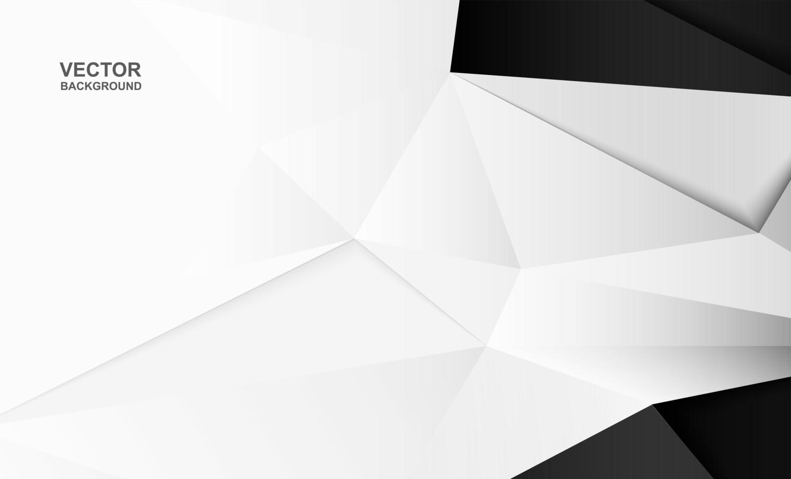 Black and white folded polygon background vector