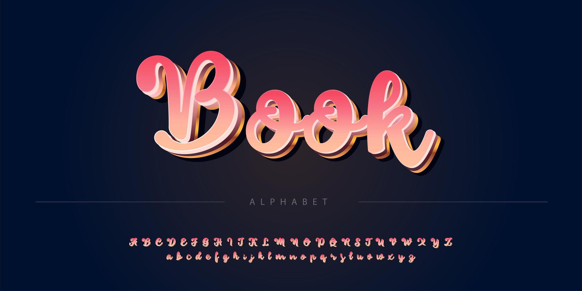 Elegant rose golden color theme bold 3D  alphabet set vector