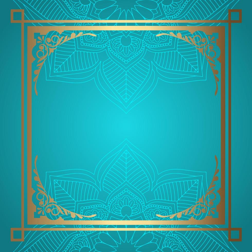 Mandala background with decorative gold border  vector