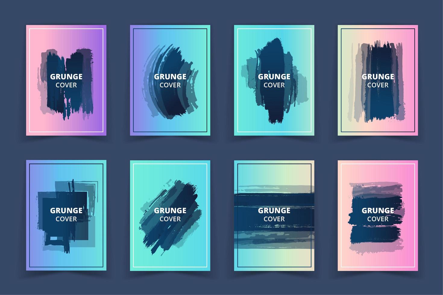 Holographic Grunge Art Cover Banners Set vector