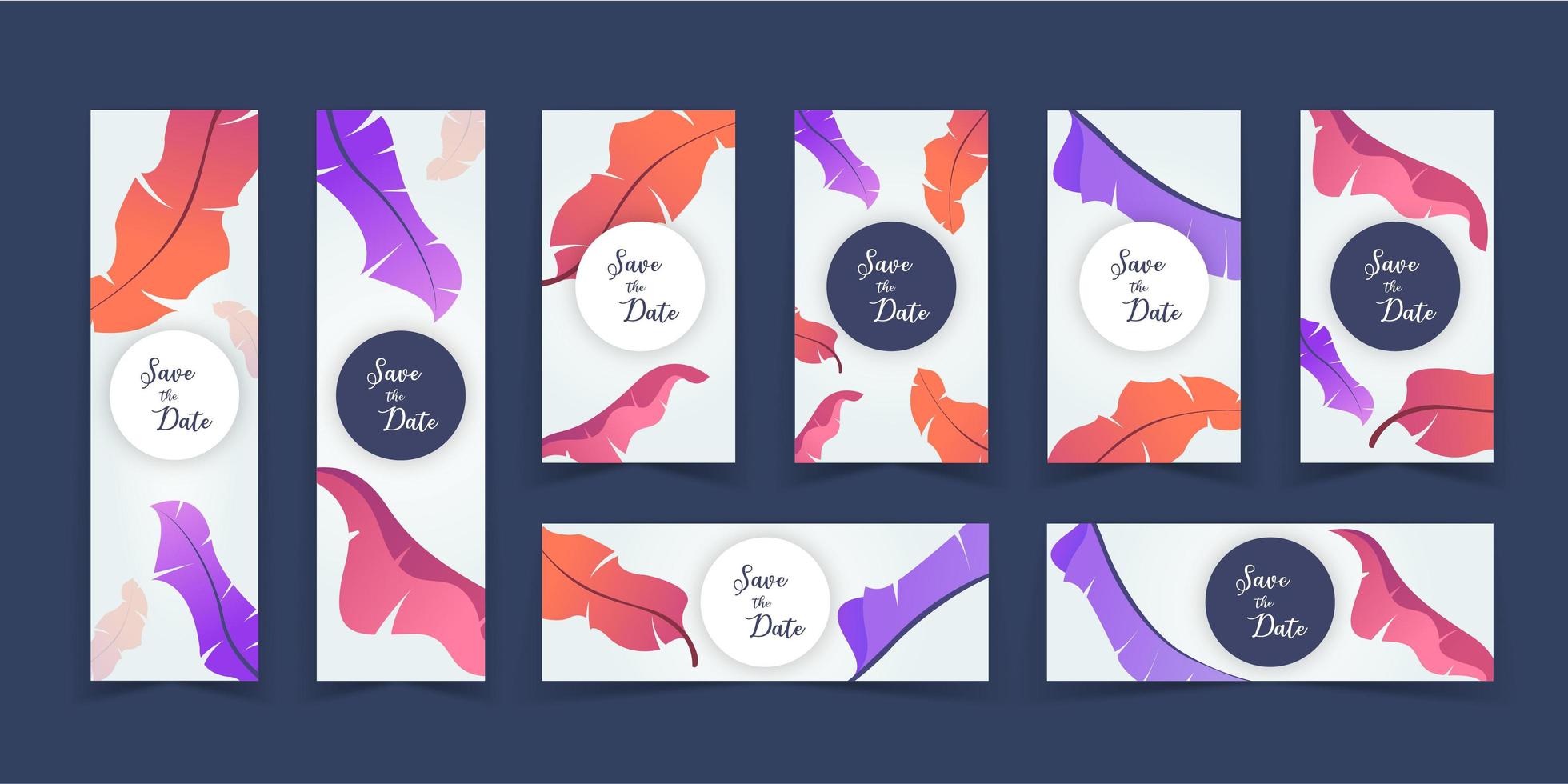 Leaves Art Save the Date Banners Set vector