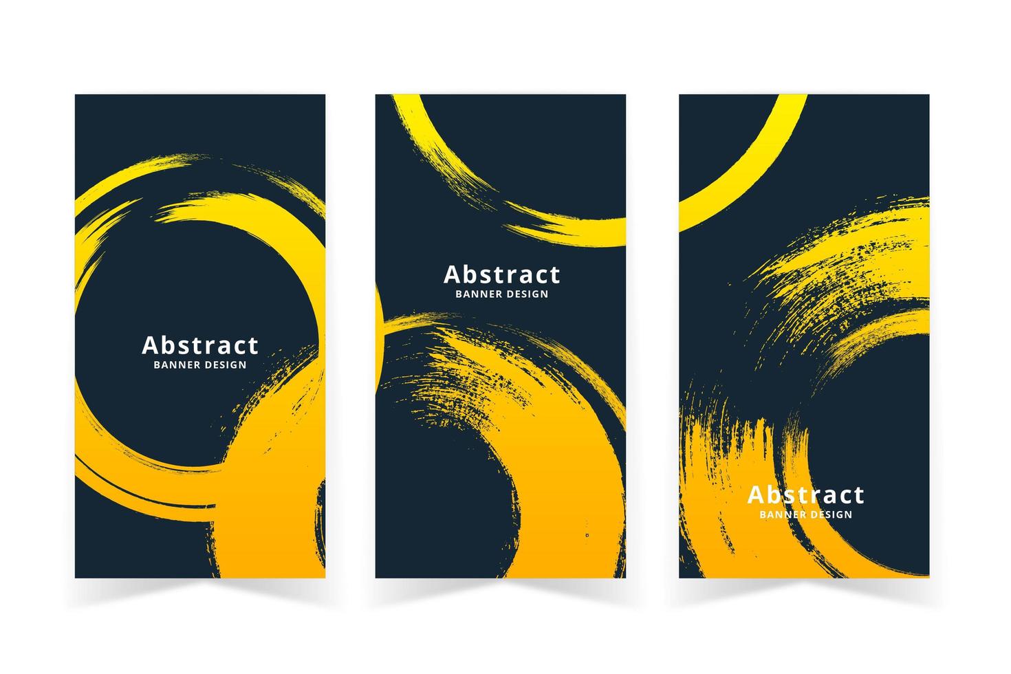 Yellow Grunge Art Banner Set vector