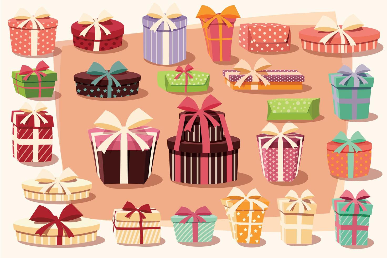 Collection of colorful gift boxes with bows and ribbons 695489 Vector ...