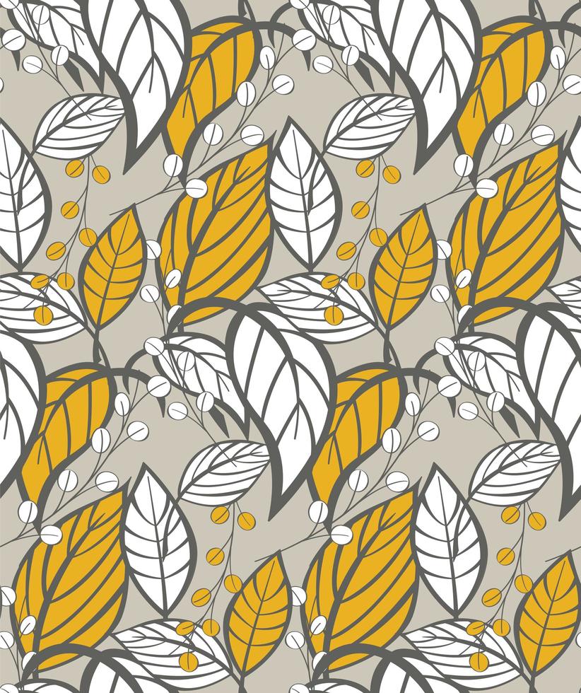 Seamless floral pattern with hand drawn leaves vector